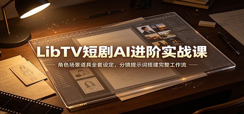 LibTV短剧AI进阶实战课：角色场景道具全套设定，分镜提示词搭建完整工作流-HFXZHAN网创