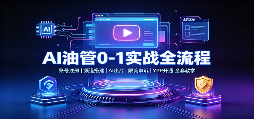 AI油管0-1实战：账号注册频道搭建，AI出片，限流申诉，YPP开通全套教学-HFXZHAN网创