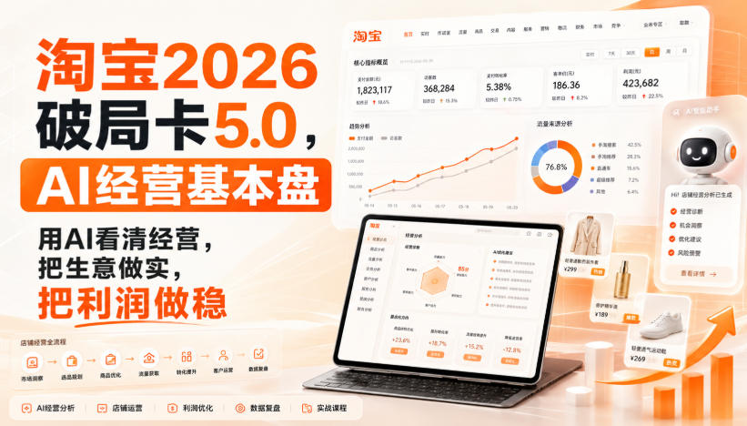 智篆商业-淘宝2026破局卡5.0，AI经营基本盘，用AI看清经营，把生意做实，把利润做稳-HFXZHAN网创
