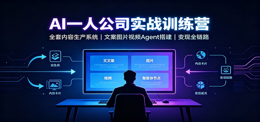 AI创作一人公司实战训练营：全套内容生产系统，文案图片视频Agent搭建变现全链路-HFXZHAN网创