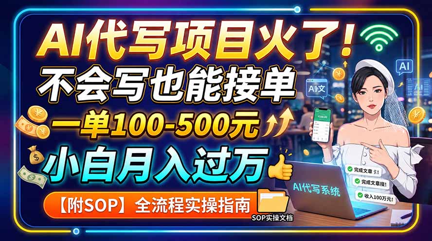 AI代写项目火了！不会写也能接单，一单100-500元，小白月入过万【附SOP】-HFXZHAN网创
