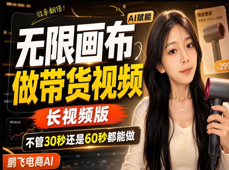 【保姆级教程】无限画布搭建长带货视频，拼接不翻车全程一致，小白跟着步骤也能上手-HFXZHAN网创