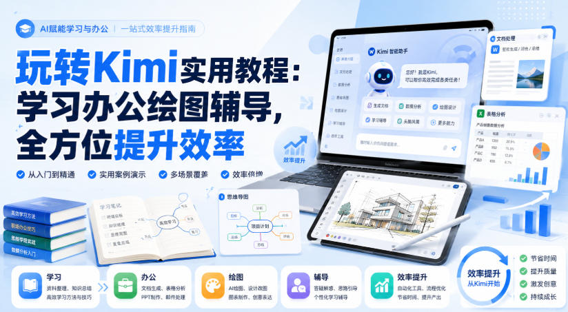 玩转Kimi实用教程：学习办公绘图辅导，全方位提升效率-HFXZHAN网创