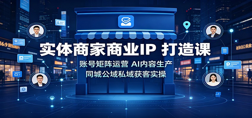 实体商家商业IP打造课：账号矩阵运营，AI内容生产，同城公域私域获客实操-HFXZHAN网创