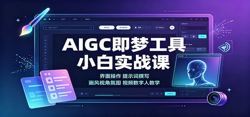 AIGC即梦工具小白实战课：界面操作，提示词撰写，画风视角氛围视频数字人教学-HFXZHAN网创