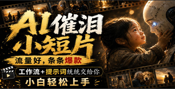 AI催泪小短片，流量好，条条爆款，工作流+提示词统统交给你，小白轻松上手-HFXZHAN网创