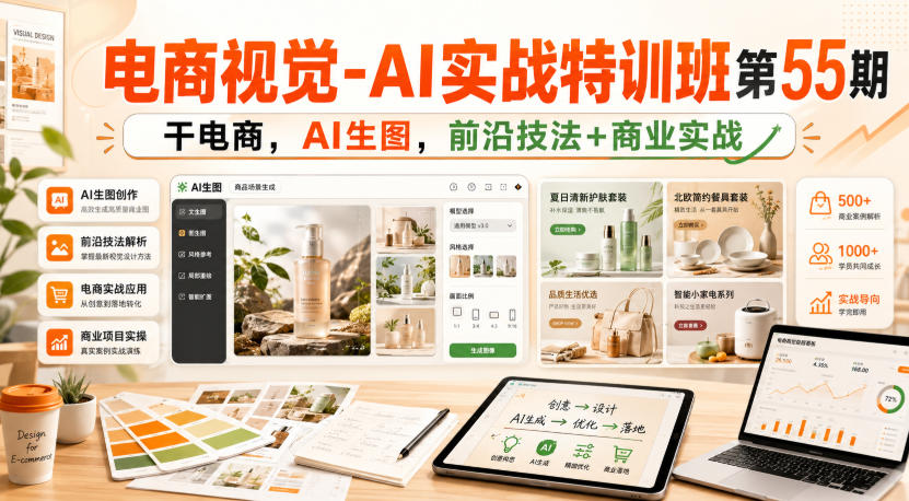 电商视觉-AI实战特训班第55期，干电商，AI生图，前沿技法+商业实战-HFXZHAN网创