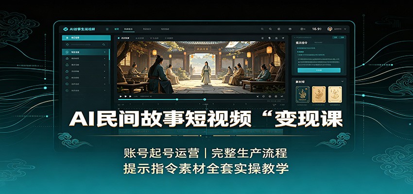 AI民间故事短视频变现课：账号起号运营，完整生产流程，提示指令素材全套实操教学-HFXZHAN网创
