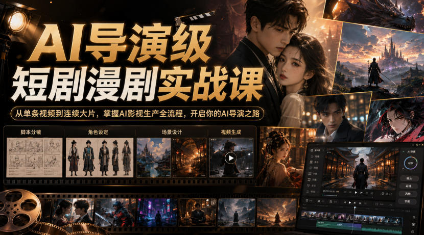 AI导演级短剧漫剧实战课，从单条视频到连续大片，掌握AI影视生产全流程，开启你的AI导演之路!-HFXZHAN网创