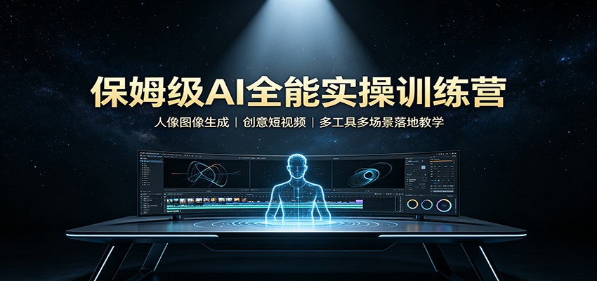 保姆级AI全能实操训练营：人像图像生成，创意短视频，多工具多场景落地教学-HFXZHAN网创
