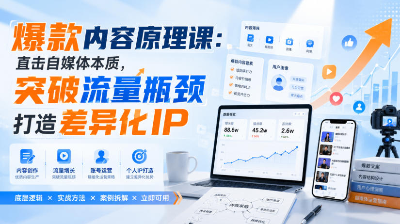 爆款内容原理课：直击自媒体本质，突破流量瓶颈打造差异化IP-HFXZHAN网创