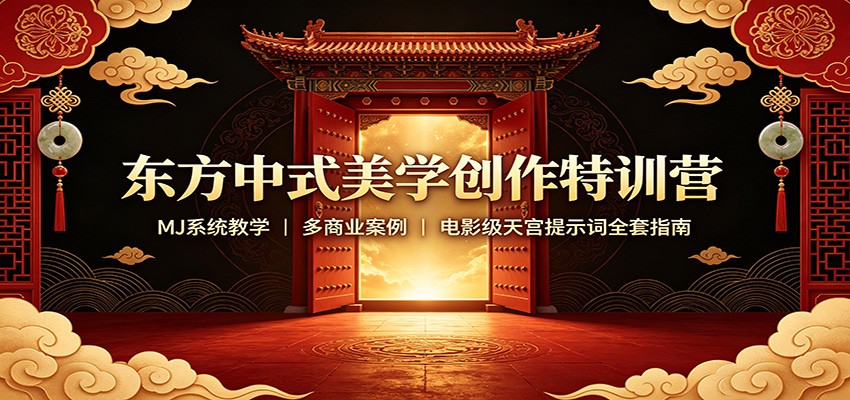东方中式美学创作特训营：MJ系统教学，多商业案例，电影级天宫提示词全套指南-HFXZHAN网创