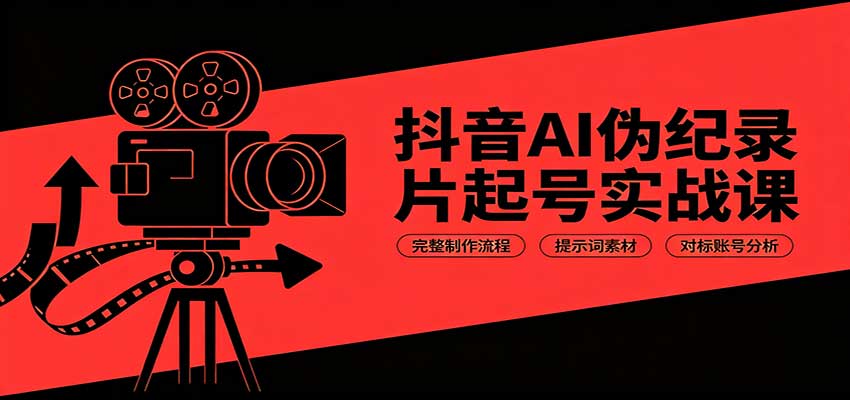 抖音AI伪纪录片起号实战课:完整制作流程,提示词素材,对标账号分析-HFXZHAN网创