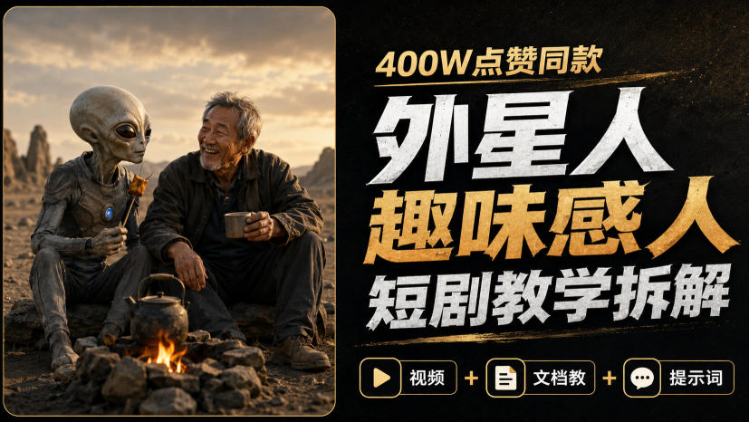 400W点赞同款外星人趣味感人短剧教学拆解，视频+文档教+提示词-HFXZHAN网创