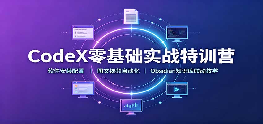 CodeX零基础实战特训营：软件安装配置，图文视频自动化，Obsidian知识库联动教学-HFXZHAN网创