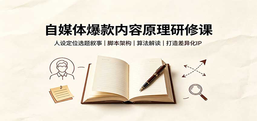 自媒体爆款内容原理研修课：人设定位选题叙事，脚本架构，算法解读打造差异化IP-HFXZHAN网创
