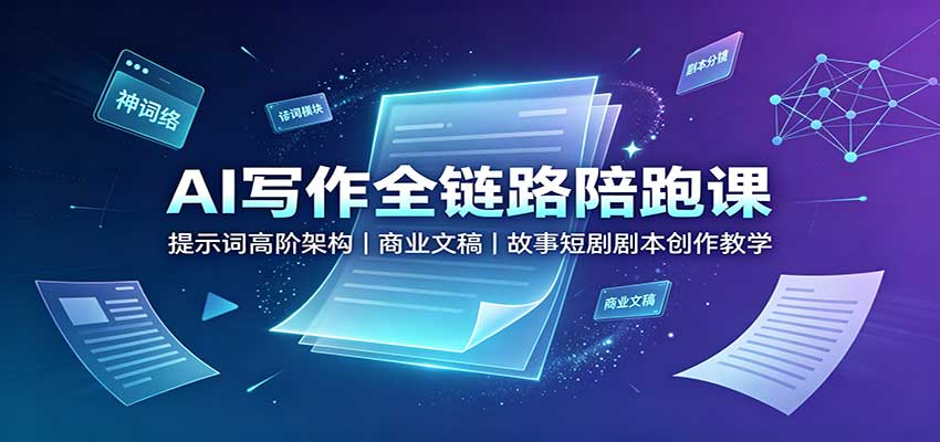 AI写作全链路陪跑课：提示词高阶架构，商业文稿，故事短剧剧本创作教学-HFXZHAN网创