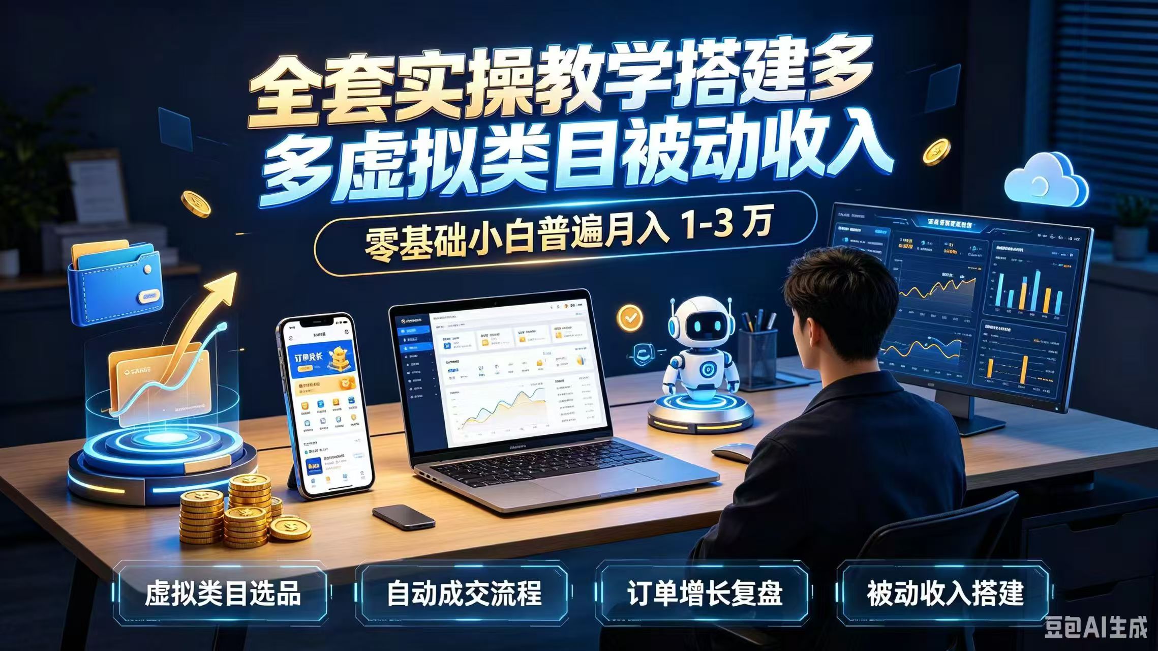 全套实操教学搭建多多虚拟类目被动收入，零基础小白普遍月入 1-3 万-HFXZHAN网创
