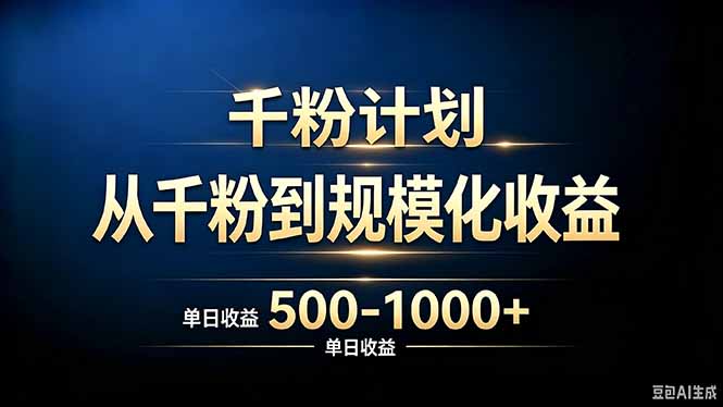 抖音千粉账号计划，从千粉到规模化收益 500-1000+单日收益-HFXZHAN网创