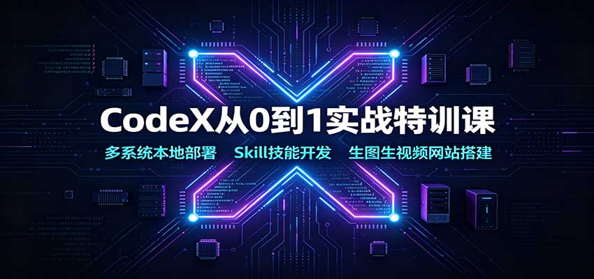 CodeX从0到1实战特训课：多系统本地部署，Skill技能开发，生图生视频网站搭建-HFXZHAN网创
