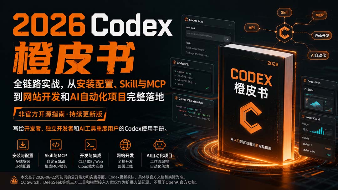 2026Codex橙皮书：全链路实战，从安装配置、Skill与MCP到网站开发和AI自动化项目完整落地-HFXZHAN网创