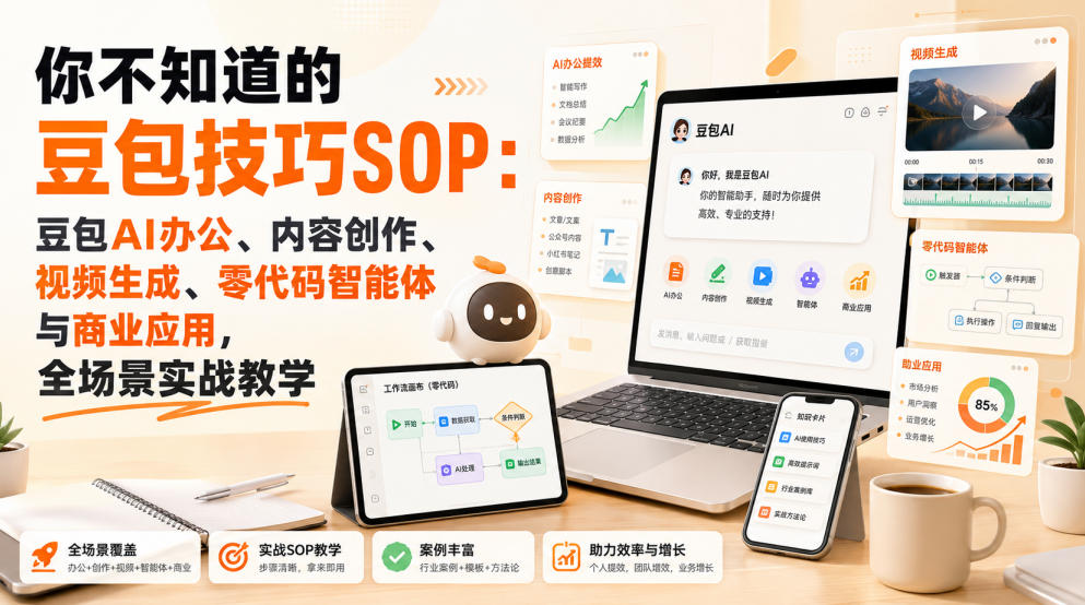 你不知道的豆包技巧SOP：豆包AI办公、内容创作、视频生成、零代码智能体与商业应用，全场景实战教学-HFXZHAN网创