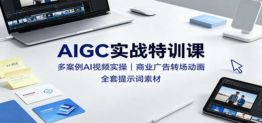 AIGC实战特训课：多案例AI视频实操，商业广告转场动画，全套提示词素材-HFXZHAN网创
