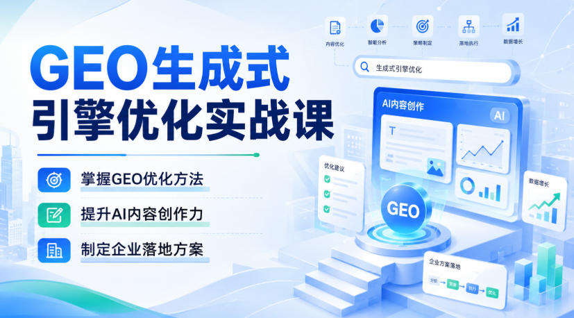 GEO生成式引擎优化实战课，掌握GEO优化方法，提升AI内容创作力，制定企业落地方案-HFXZHAN网创