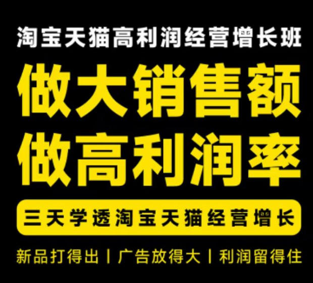 天猫淘宝高利润经营增长班杭州线下课31期8月22-24日，做大销售额做高利润率，三天学透淘宝天猫经营增长-HFXZHAN网创