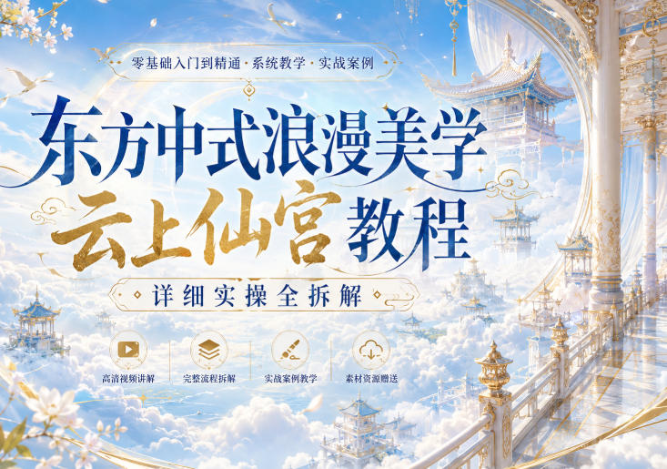 东方中式浪漫美学云上仙宫教程，详细实操全拆解-HFXZHAN网创