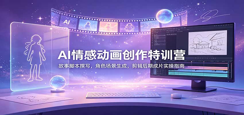 AI情感动画创作特训营：故事脚本撰写，角色场景生成，剪辑后期成片实操指南-HFXZHAN网创