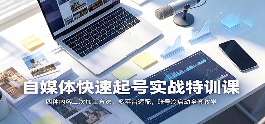 自媒体快速起号实战特训课：四种内容二次加工方法，多平台适配，账号冷启动全套教学-HFXZHAN网创