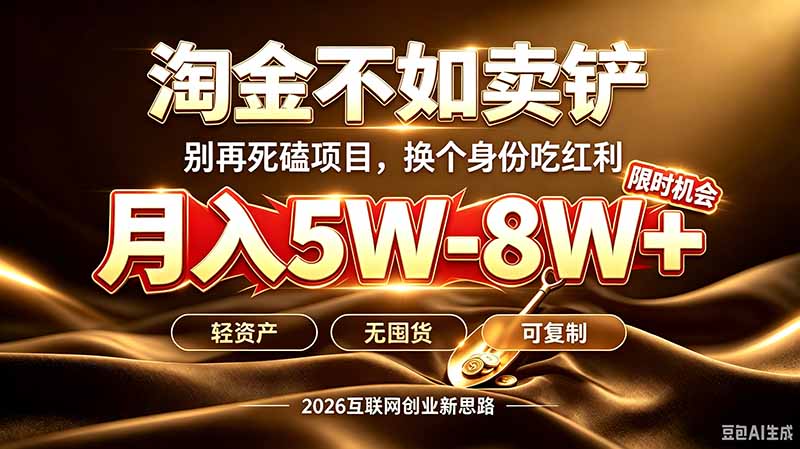别再傻乎乎埋头跑项目！互联网真正赚钱逻辑：做卖铲人，拒绝当韭菜，逆风翻盘月入5-8W+-HFXZHAN网创