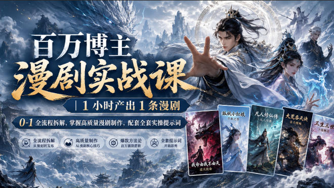 百万博主漫剧实战课｜1小时产出1条漫剧，0‑1全流程拆解，掌握高质量漫剧制作，配套全套实操提示词-HFXZHAN网创