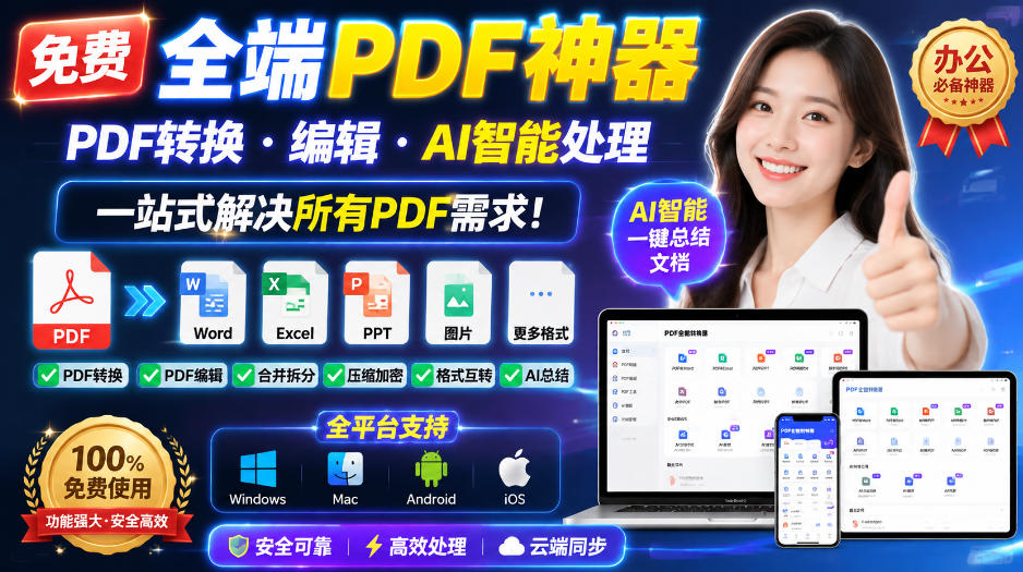 免费全端PDF神器，PDF转换·编辑·AI智能处理，一站式解决所有PDF需求!-HFXZHAN网创