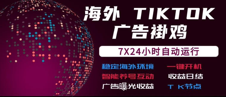 海外TikTok挂G流量变现，7X24自动运行，广告曝光收益，收益日结【揭秘】-HFXZHAN网创