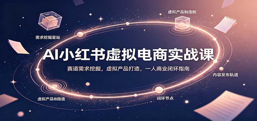 AI小红书虚拟电商实战课：赛道需求挖掘，虚拟产品打造，一人商业闭环指南-HFXZHAN网创