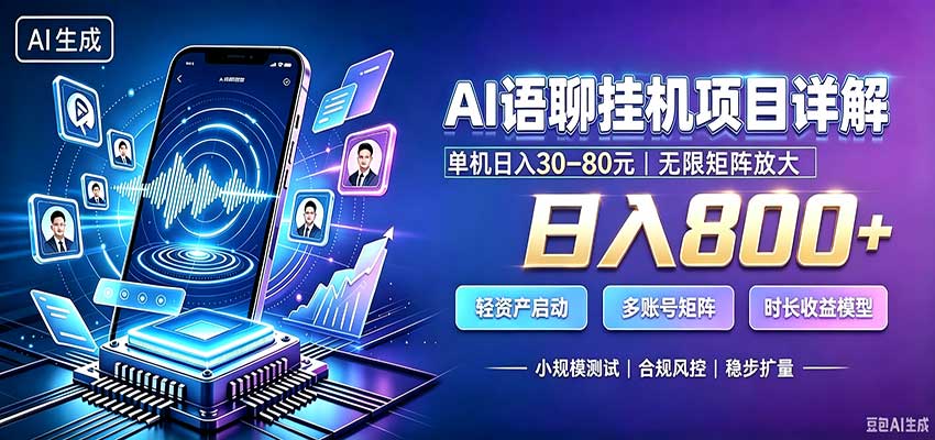 AI语聊挂机，日入800+，适用个人副业，工作室矩阵操作-HFXZHAN网创