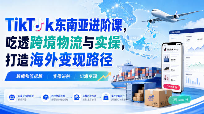 TikTok东南亚进阶课，吃透跨境物流与实操，打造海外变现路径-HFXZHAN网创