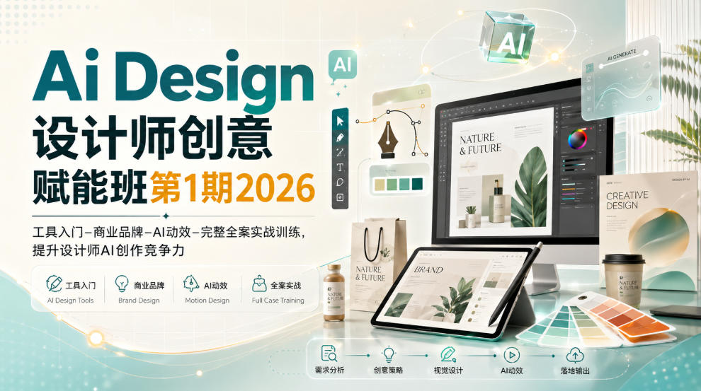 Ai Design设计师创意赋能班第1期2026｜工具入门‑商业品牌‑AI动效‑完整全案实战训练，提升设计师AI创作竞争力-HFXZHAN网创