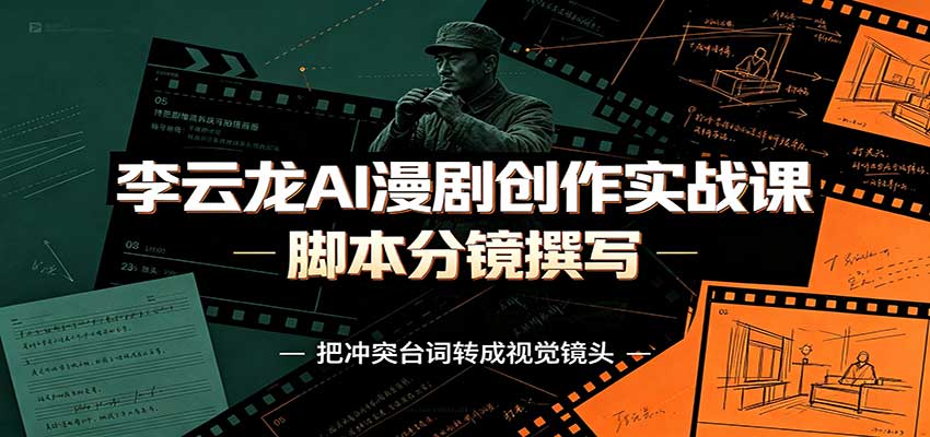 李云龙AI漫剧创作实战课：角色人设还原，脚本分镜撰写，AI漫剧成片完整制作教学-HFXZHAN网创