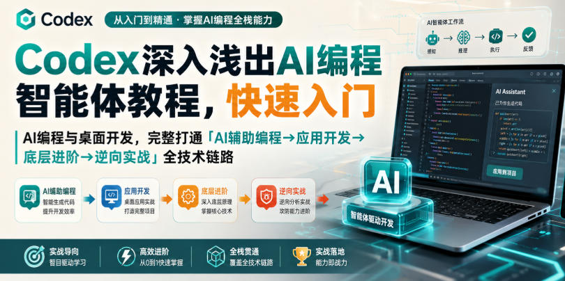 Codex深入浅出AI编程智能体教程，快速入门AI编程与桌面开发，打通「AI辅助编程→应用开发→底层进阶→逆向实战」全技术链路-HFXZHAN网创