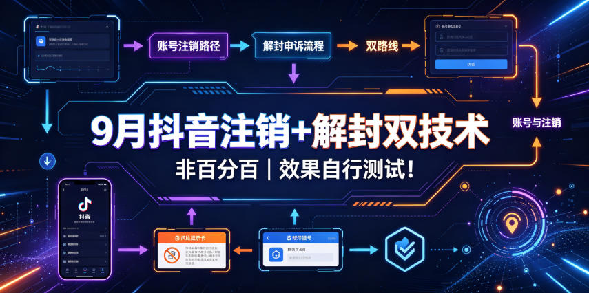 9月抖音注销+解封双技术，非百分百，效果自行测试！-HFXZHAN网创