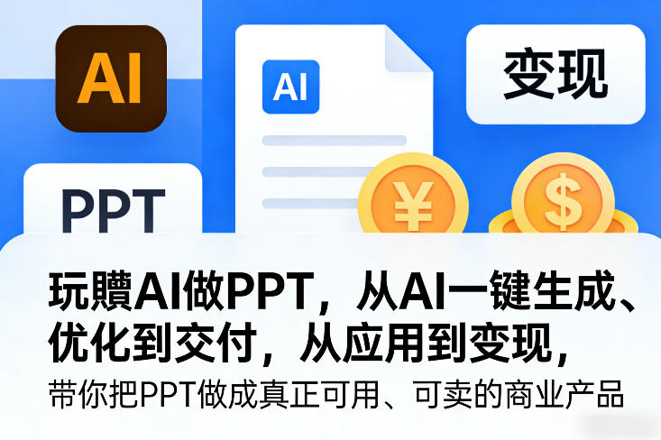 玩賺AI做PPT，从AI一键生成、优化到交付，从应用到变现，带你把PPT做成真正可用、可卖的商业产品(更新0904)-HFXZHAN网创