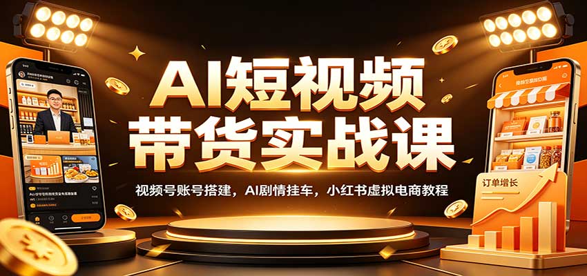 AI短视频带货实战课：视频号账号搭建，AI剧情挂车，小红书虚拟电商教程-HFXZHAN网创