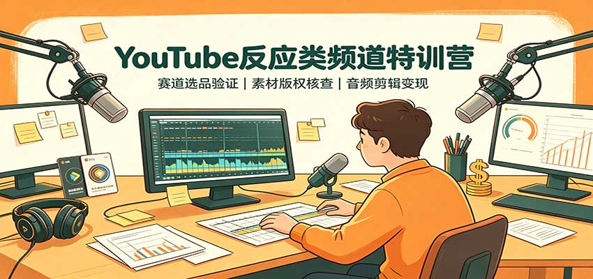 YouTube反应类频道特训营：赛道选品验证，素材版权核查，音频剪辑变现-HFXZHAN网创