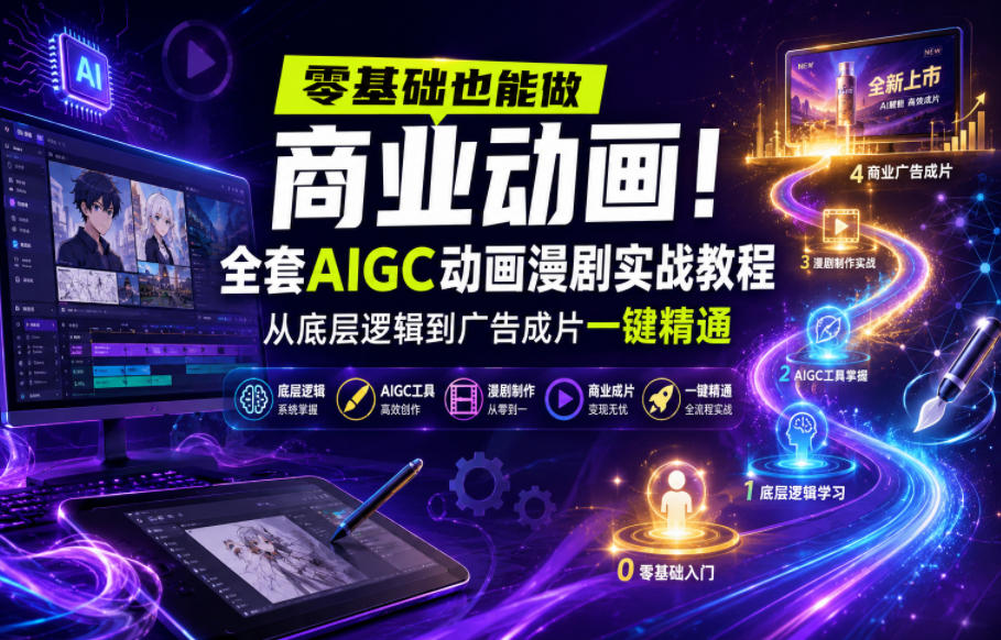 零基础也能做商业动画！全套AIGC动画漫剧实战教程，从底层逻辑到广告成片一键精通(更新0905)-HFXZHAN网创