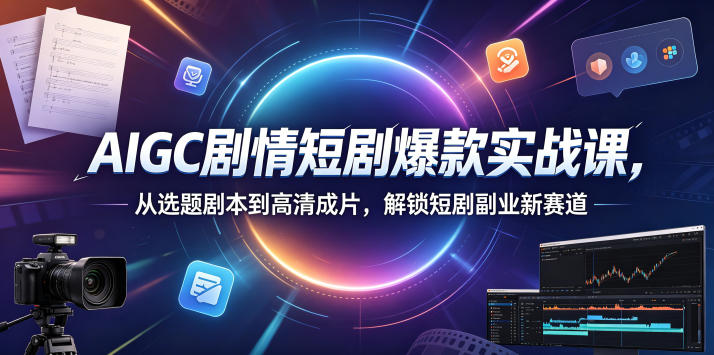 AIGC剧情短剧爆款实战课，从选题剧本到高清成片，解锁短剧副业新赛道(更新0906)-HFXZHAN网创