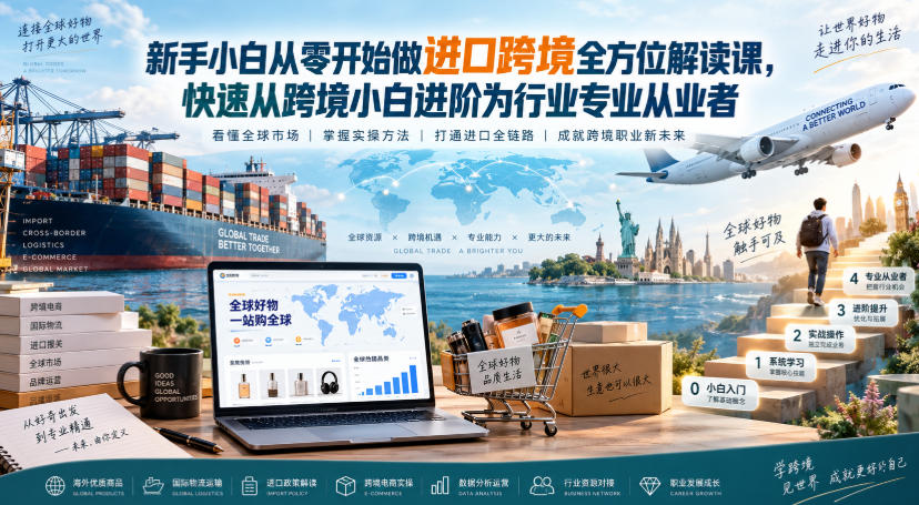新手小白从零开始做进口跨境全方位解读课，快速从跨境小白进阶为行业专业从业者-HFXZHAN网创