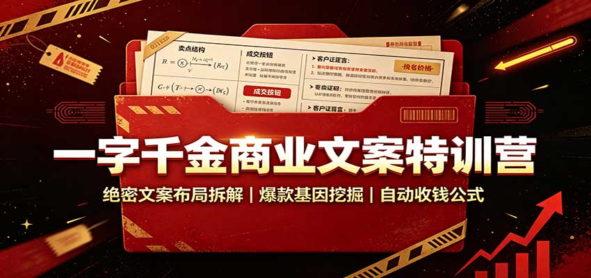 一字千金商业文案特训营：绝密文案布局拆解，爆款基因挖掘，自动收钱公式-HFXZHAN网创